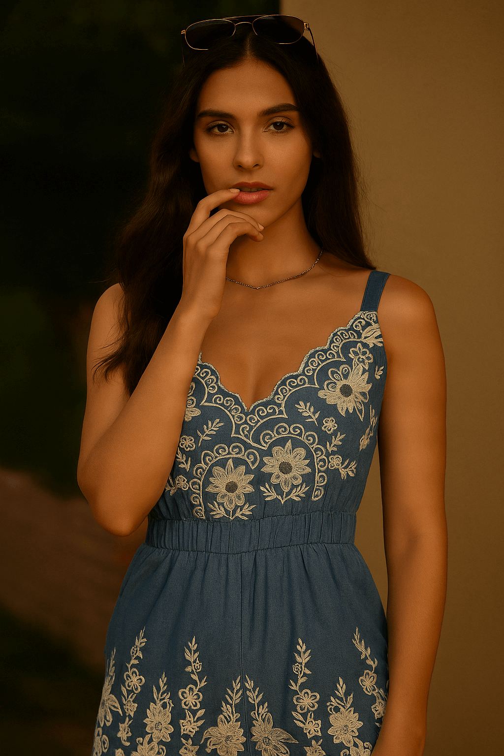 SUMAVI - Floral Embroidered Organic Cotton Printed Play Suit