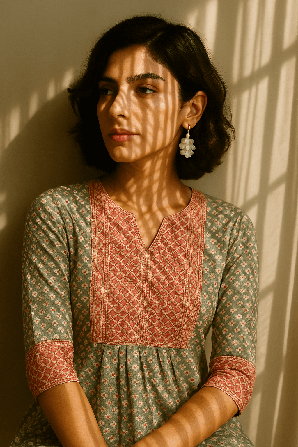 FERANOID - Geometric Print A-line Tunic