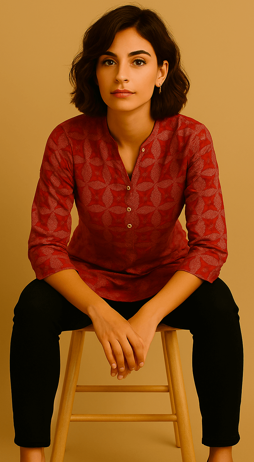 Sareeswarg - Red Round-Neck Tunic