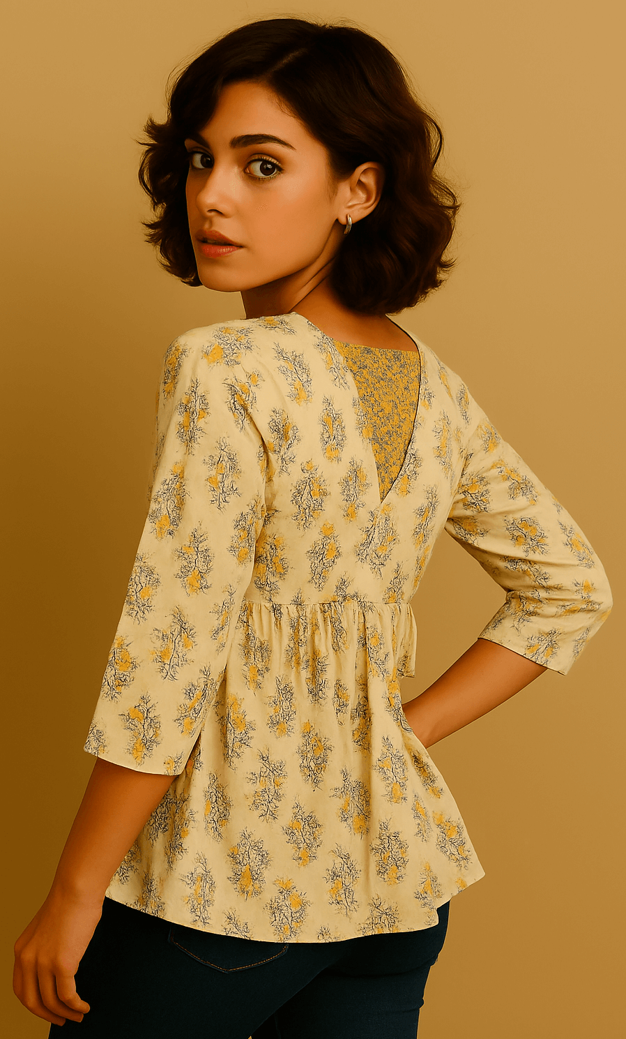 Feranoid - Floral V-neck Tunic